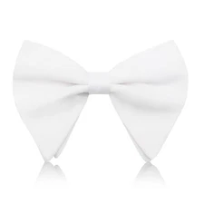 Oversized Bow Ties for Men, Mens Bow Tie Adjustable Clip on Pre-Tied White