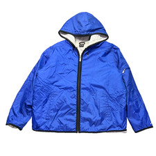Vintage Nike Hooded Jacket Teen Large Blue Full Zip Fleece Lined Windbreaker