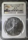 2012-W Burnished American Silver Eagle NGC MS70 Bald Eagle Label (437)