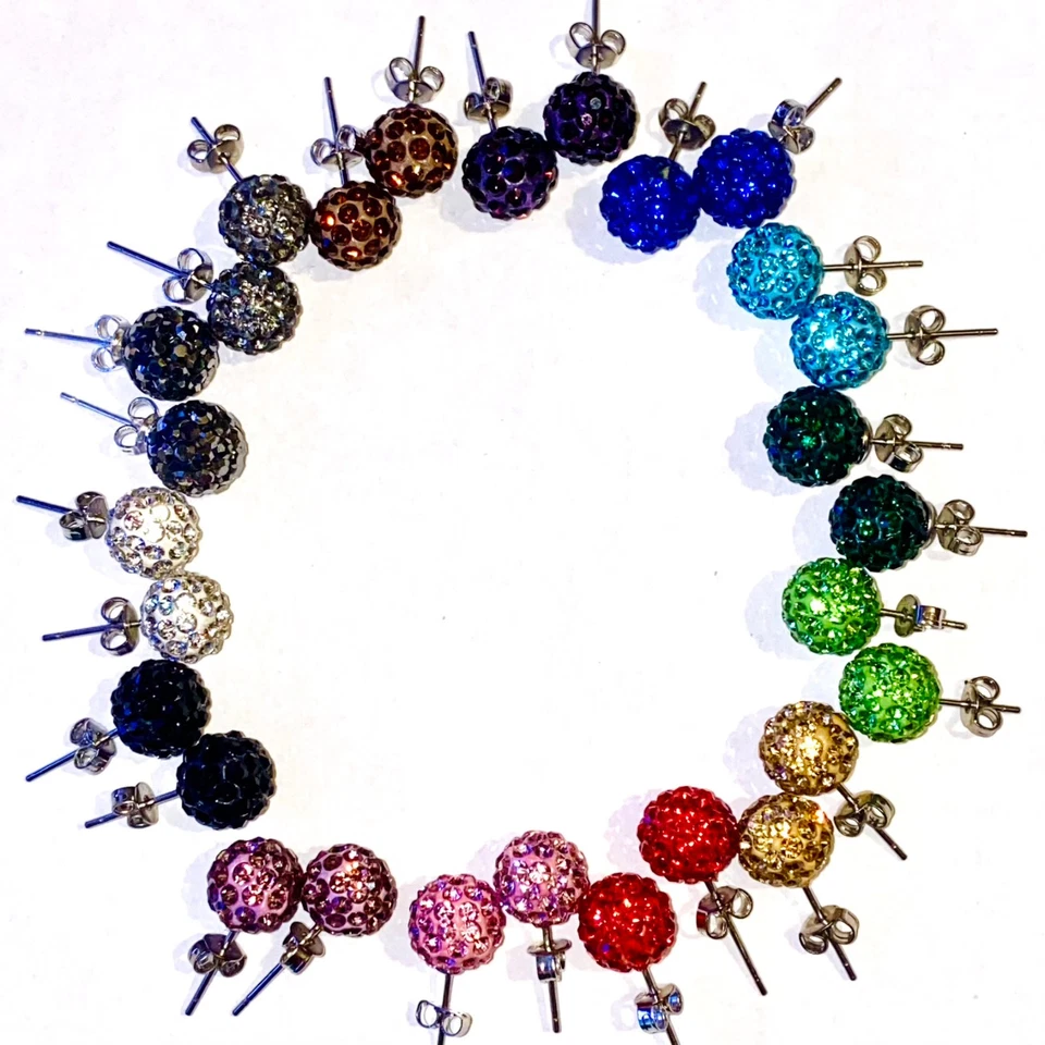 Pendiente checo gema diamantes de imitación cristal Shamballa diferentes tamaños elegante Foto 3 de 4