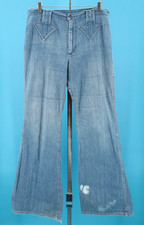 VTG Womens 70s Wrangler Denim Bell Bottom Jeans W/ Arrow Belt Loops Sz 33" 1970s