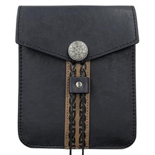 Vintage Medieval Faux Leather Belt Bag, Retro Middle Ages Belt Pouch Black A