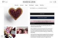 Neu Hand & Lock Valentinstag Herz Stickerei Brosche Kit ungeöffnet