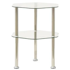  Side Table Transparent Tempered Glass Medium Modern Side Table
