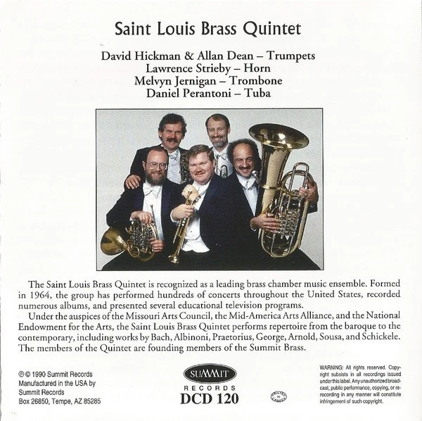 St. Louis Brass Quintet – Baroque Brass / Summit Records CD 1990 - Bild 2 von 3