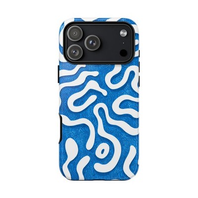 Phone Ink - iPhone | Galaxy | Pixel Case - Blue White Wave Lines Pattern