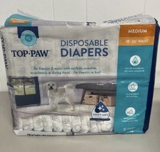 Top Paw Female Male Disposable Dog Diapers Medium 18'-26" 30 Ct, New!