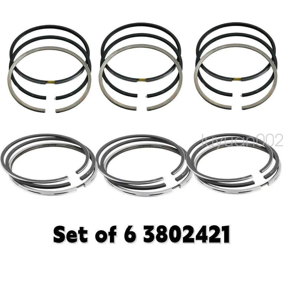 6X 3802421 Standard Piston Rings Fits for 89-98 Dodge 6B 6BT 5.9 12V - Image 4 of 4