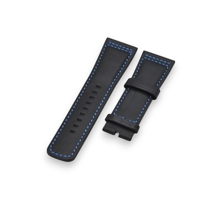 28mm Black Leather Blue Stitched Strap For SevenFriday M-P-PS-T-Q-S-V Series