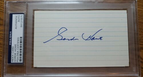 Autographe signé Gordon Gordie Howe 3x5 coupe Mr. Hockey NHL Legend PSA dalles - Photo 1/1