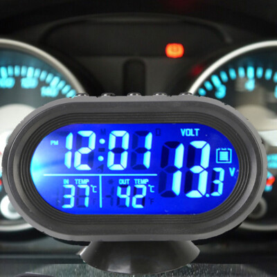Mini Auto Digital Uhr LCD Thermometer KFZ Temperatur Wecker Außen und Innen