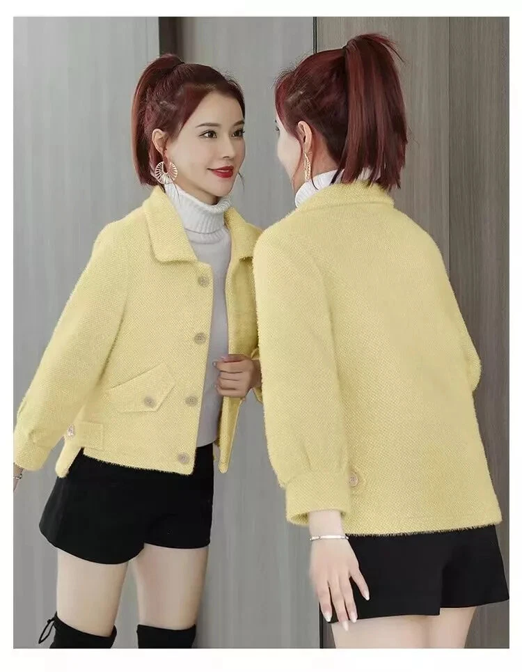 Xbemkste Blazer, donna elegante, casual, con maniche a sbuffo, parte anteriore aperta, da ufficio, da lavoro, con tasche blazer da donna, cachi, XL