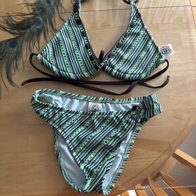 Lucky Brand Bathing Suits Bikini Triangle Top M/S Bottom Crochet PatternSwimsuit