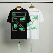 OFF WHITE OW Couple Arrow Print Casual T-Shirt Unisex Casual Loose Tee Top New