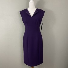 NEW Tahari $128 Purple Joey Dress Size 2 Sheath Jeweled Cap Sleeve Arthur Levine