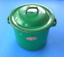 Vintage AMSCO TOY GREEN ENAMEL WARE DOLL BOTTLE STERILIZER POT 1950's VGC