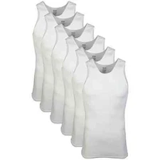 Gildan Men's A-Shirt Tanks, Multipack, Style G1104, White Tank Tops