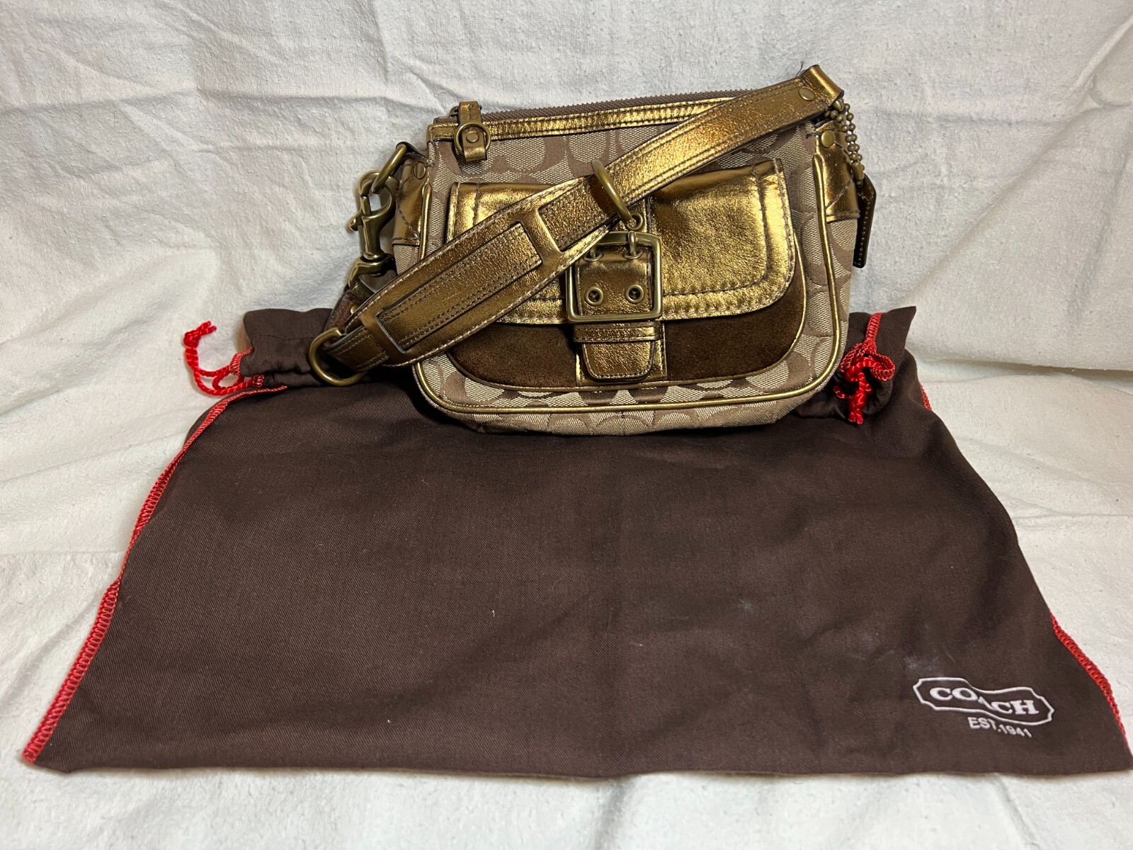 COACH C Signature Coated Canvas & Leather Shoulder Ba… Gem