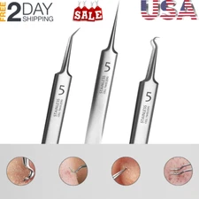 Professional Ultra-fine Acne Facial Blackhead Removal Tweezers Tool Kit - 3Pcs