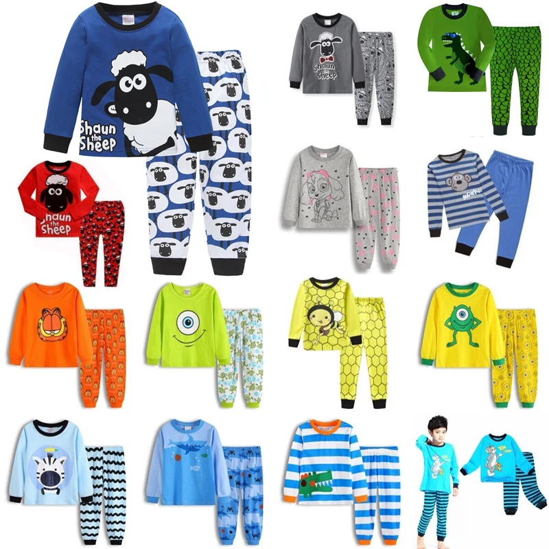 2PC Kids Boys Shaun The Sheeps Dinosaur Animals Pyjamas Sleepwear Outfit Pjs Set