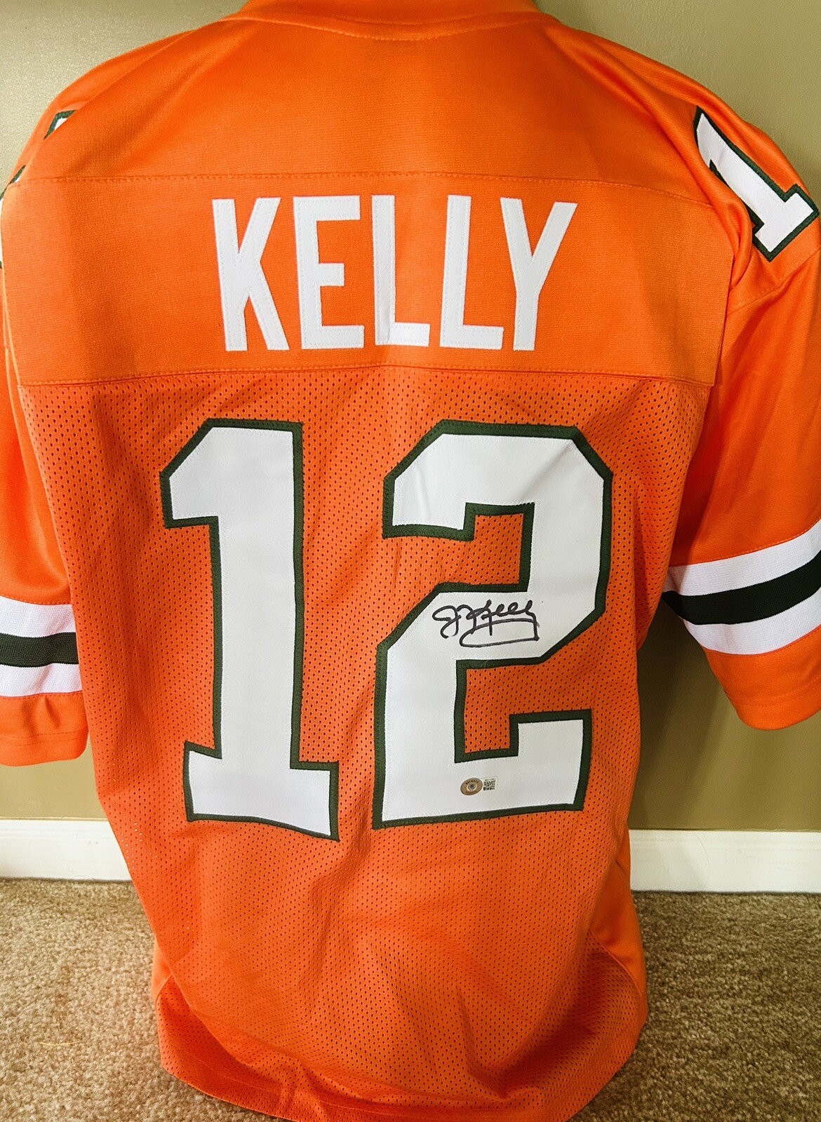 Jim Kelly Autographed Signed Miami Hurricanes Football Jersey Beckett 