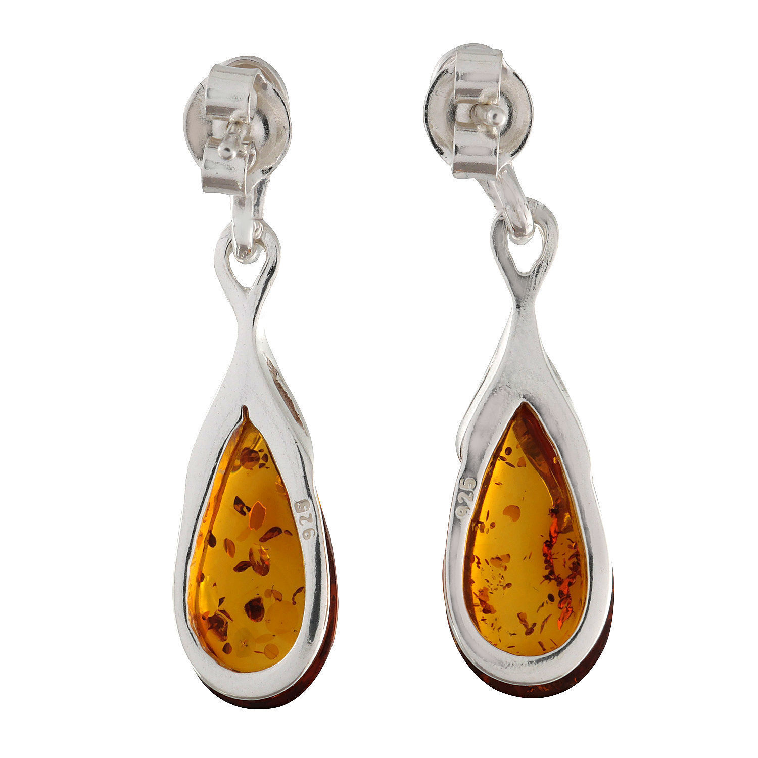 GIA Certified Sterling Silver and Baltic Honey Amber Earrings "Tina"
