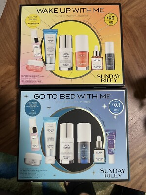 SUNDAY RILEY Go To Bed & Wake Up Complete Evening Morning Skincare Routine Set