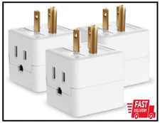 3 Outlet Wall Adapter Cube Tap, 90 Degree Wall Tap Triple Power Adapter, Outlet 