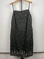 BROOKS BROTHERS 346 Black Floral Colorful Embroidered Shift Dress Size 14