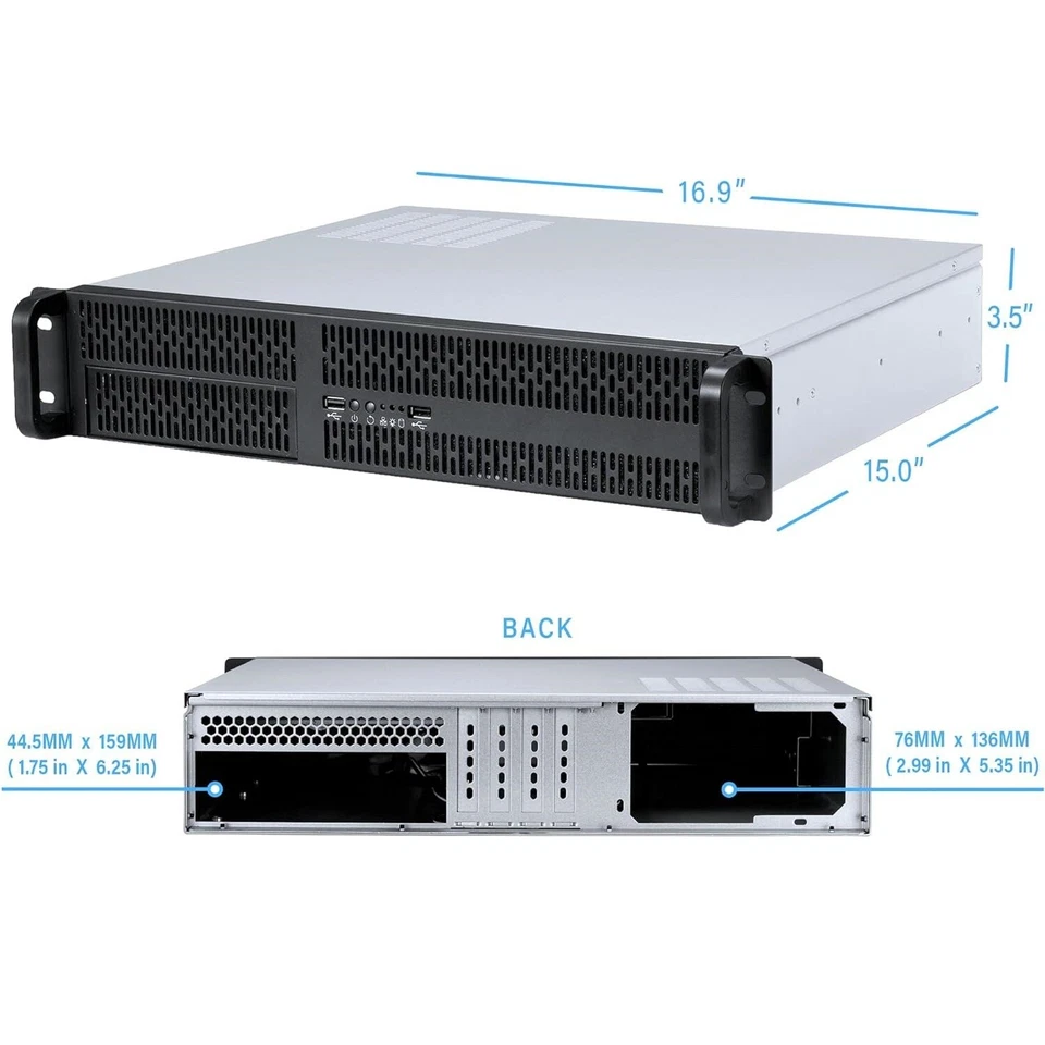 Rosewill RSV-Z2700U 2U Server Chassis Rackmount Case 4X 3.5 Bays, 1X 5.25 HDD - Image 3 of 4