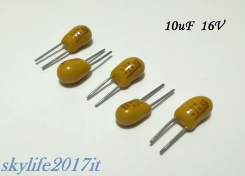 5 pz Condensatore al tantalio 10uF 16V - 5 pezzi condensatori - Foto 1 di 1