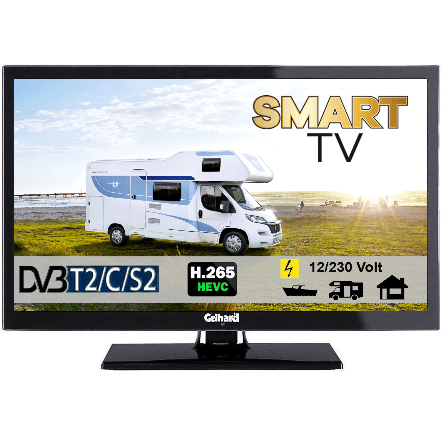 Gelhard GTV2422 Smart TV 24 Zoll DVBSS2T2C USB, 12V 230 Volt WLAN