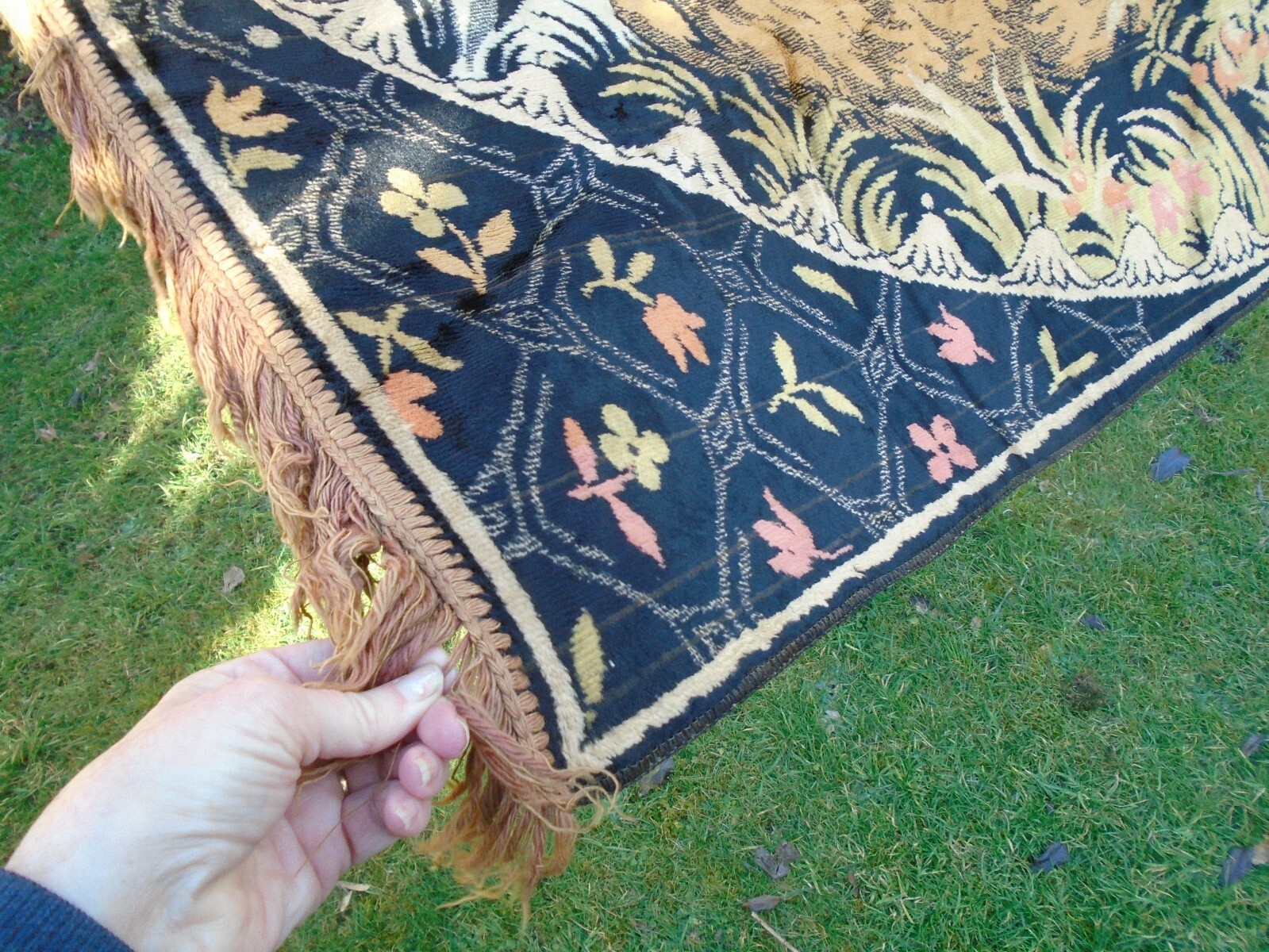 Large Vintage 76" x 48" Wall Hanging Rug Stag/Deer/Woodland Scene eBay