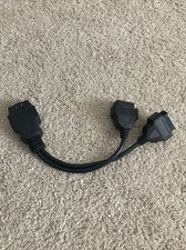 30cm/12 Right Angle OBD2 OBDII Y Splitter Cable 1x Male and 2x Female J1962 Port