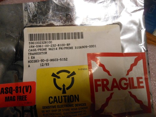 RAYTHEON TRANSISTOR PART # 535688-1 NSN: 5961-00-232-8100 # 3106909-0001 - Picture 5 of 5