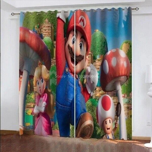 Kids Super Mario 3D Curtains Thick Blackout Curtain Thermal Ring Top Eyelet Gift - Picture 39 of 42