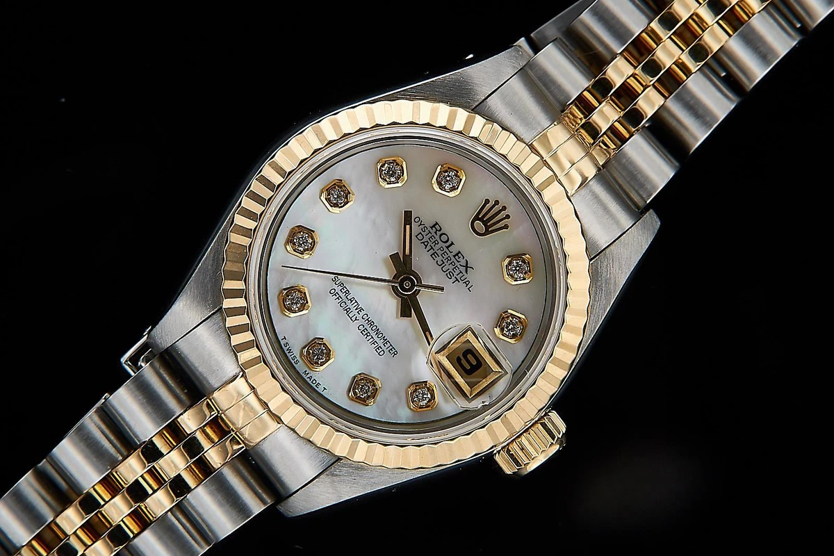 Rolex Datejust Ladies Steel Gold Pearl Diamond Watch Automatic