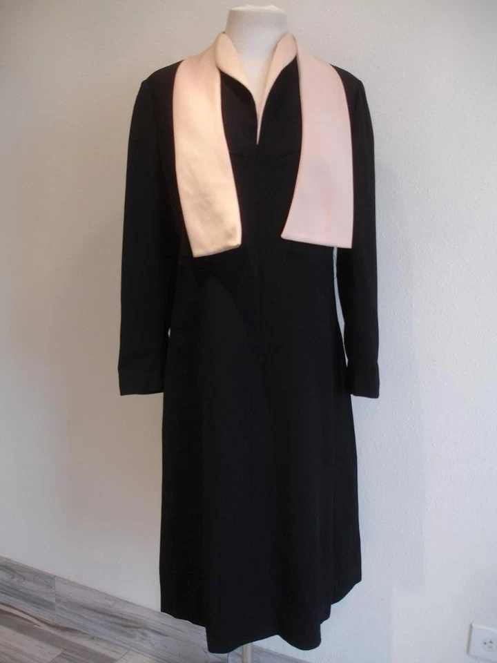 Women's L Vtg 1950's Adele Simpson Elizabeth Arden Black Pink Formal Dress USA - Image 2 of 4