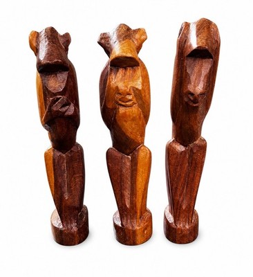 Hand Carved Wood African Figurines Besmo Kenya Tribal Folk Art Statues