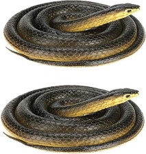 Realistic Rubber Snake , Scary Fake Snake Large Black Mamba Snake Toy 2 pack