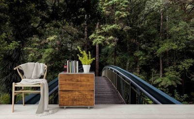 3D Forest Bridge Landscape Wall Murals Wallpaper Murals Wall Sticker