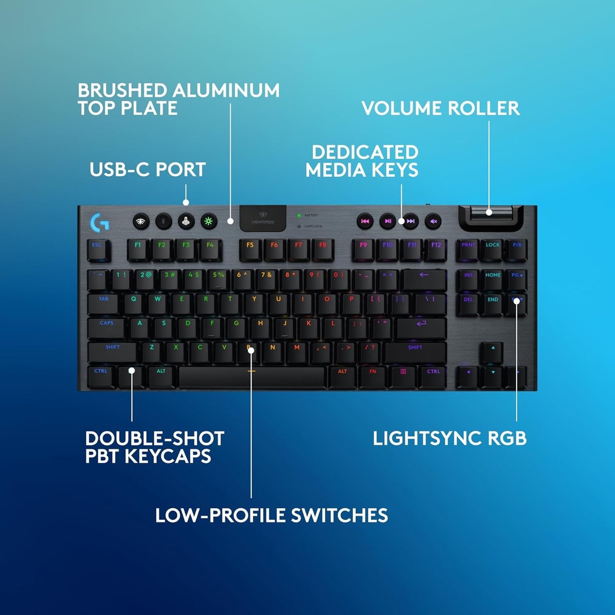 Logitech - G915 X LIGHTSPEED TKL Wireless Mechanical GL Blue