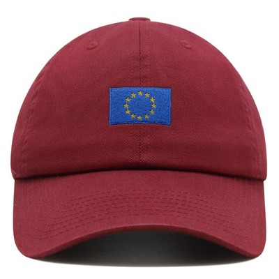 JPAK Euro Flag Premium Dad Hat Cotton 6-Panel Curved Brim Patriotic Travel