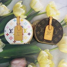 Mini Round Hat Box Bag Charm Coin Purse Leather Luggage Tag Keychain Pendant