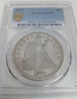 1871 Seated Liberty Silver Dollar, PCGS graded VG-10 Gold sheild 90% silver