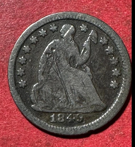 1849 US Seated LIBERTY Half Dime! "Philadelphia" Mint! "LIBERTY" Shows! FINE Dtl