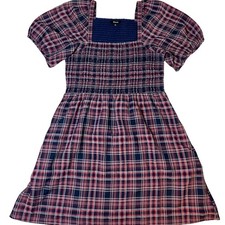 Madewell, Plaid, Short Bubble Sleeves, Pocketed, Mini, Lined, Baby Doll Dress- M