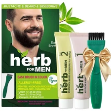 Herb For Men Mustache & Beard Dye (Dark Brown, 1 Pack), PPD-Free Ammonia-Free...