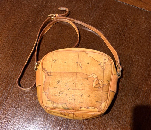 Alviero Martini 1A Classe Geo World Map Crossbody Bag Purse Vintage Italy