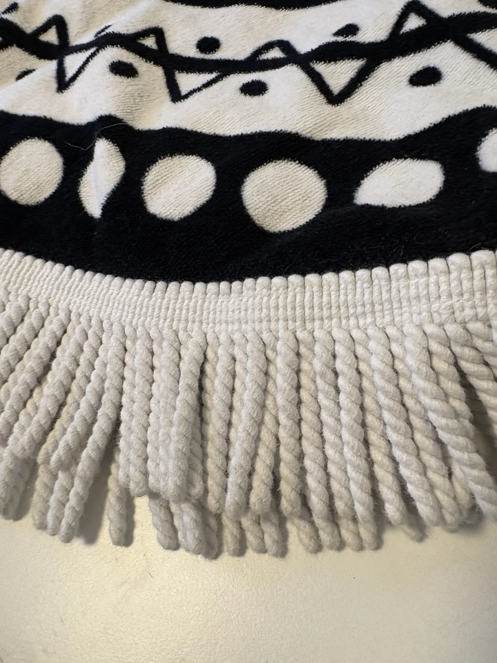 "Toalla de Playa Redonda Negro Blanco Boho Tapiz Tribal Manta Grande 60"" ¡Leer por favor! Foto 2 de 4